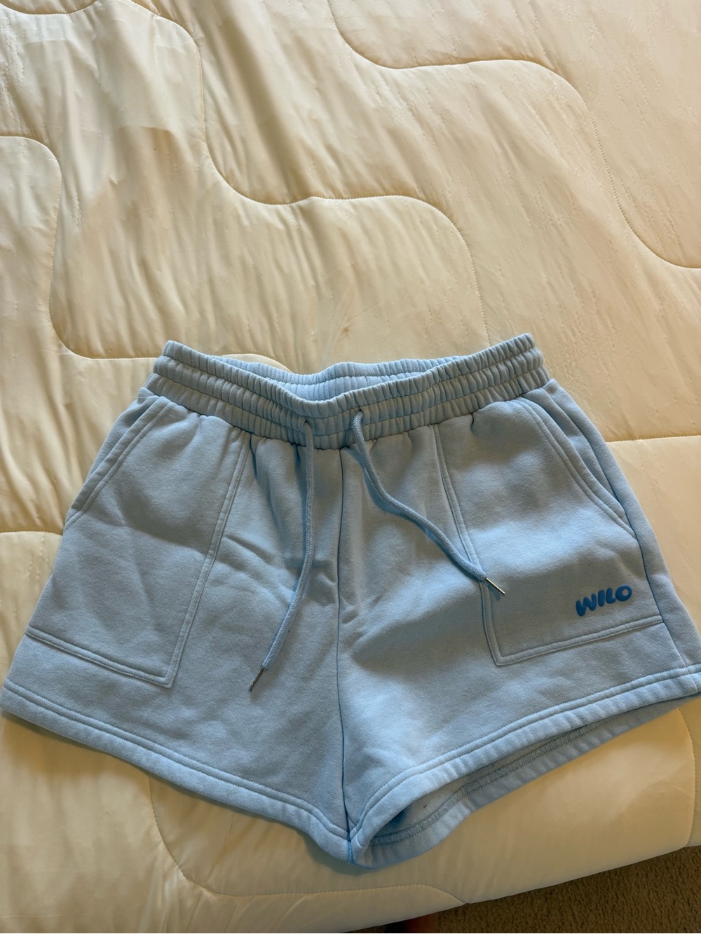 WILO Women's Light Blue Drawstring Lounge Shorts - Picture 1 of 2